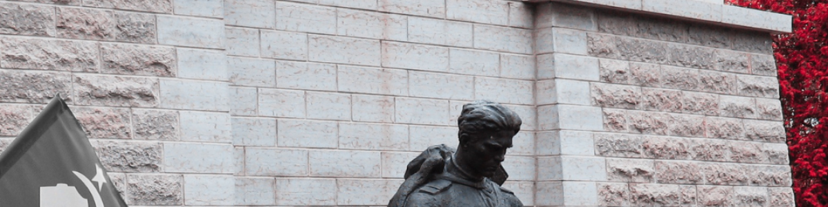 Bronze statue of soldier at Tallin Military Cemetary in Estonia