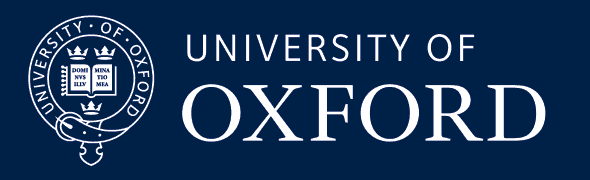 University of Oxford Logo, white text on navy blue background
